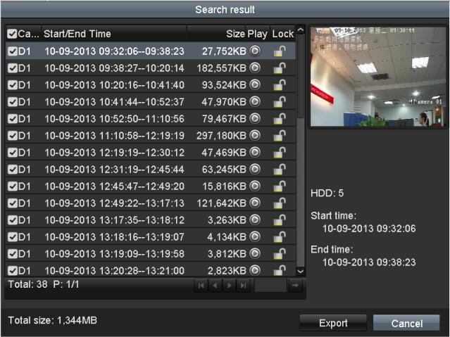 Figure 7. 6 Result of Normal Video Search for Backup 5. Export the video files or picture files. Click Export All button to export all the files.