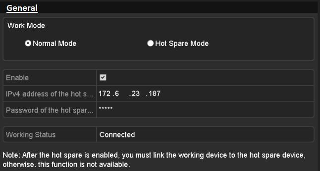 Figure 7. 15 Setting Working Mode for Working device 5. Click the Apply button to save the settings. 7.3.2 Managing Hot Spare System 1.
