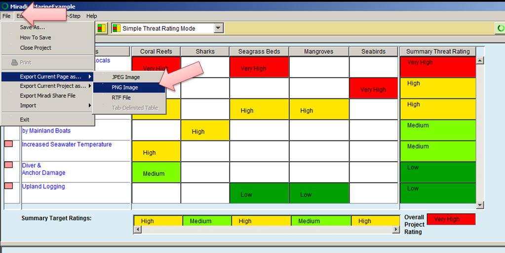 Example Export the Threat Table (in PNG or RTF format) You can change the format of the Threat Table if you