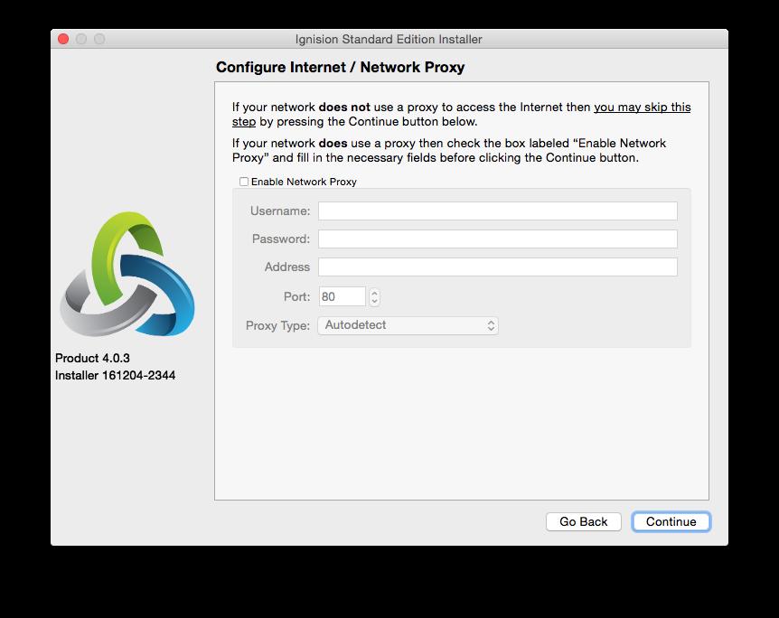 At this screen, you will able to choose if you would like to use a Network Proxy.