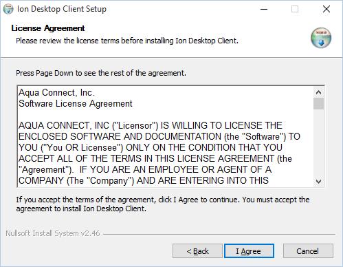 If you accept the agreement, click I