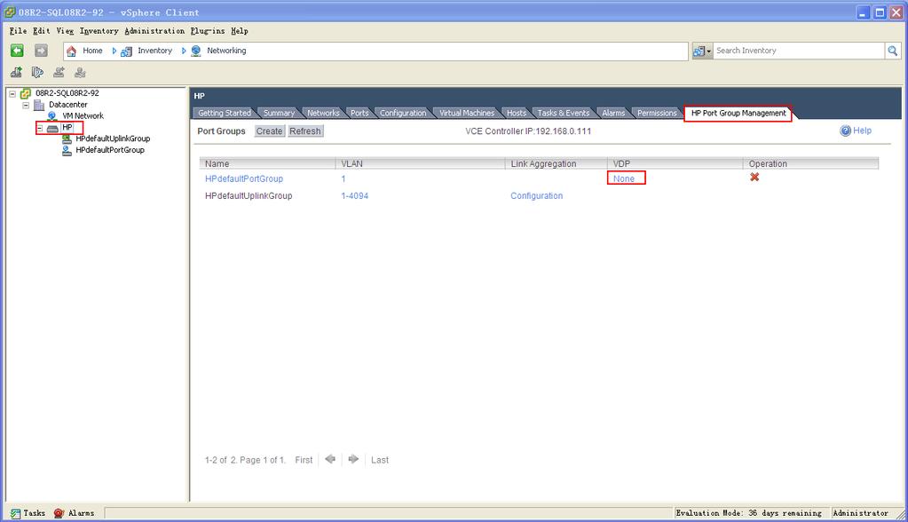 Figure 8 Viewing VDP in the port group list 5. In the VDP column, click None or a VSI Type version. 6.