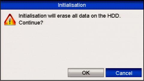 Select the OK button to start initialisation. Figure 10.1.3 Start Initialisation 5.
