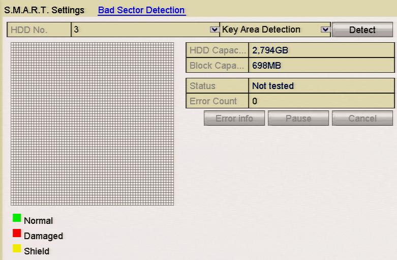 Select a HDD and click the Detect button to start detecting. Figure 10.7.2 Bad Sector Detecting 4.