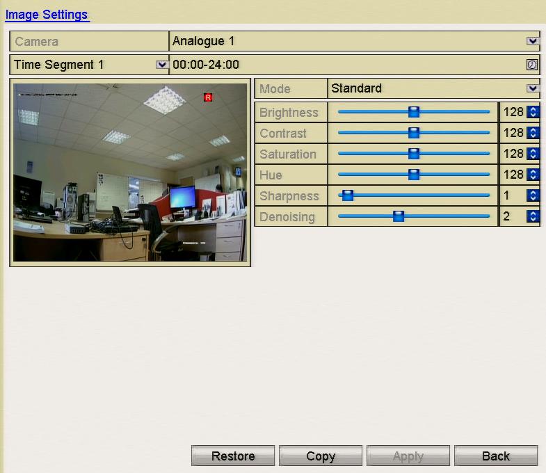 10.10 Configuring Video Parameters 1. Enter the Image Settings interface. Menu > Video > Image Figure 10.10.1 Image Settings Interface 2. Select the camera to set image parameters. 3.