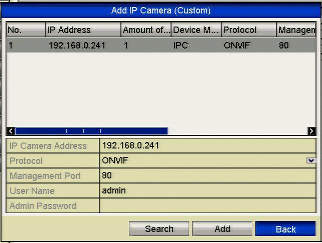 Figure 2.3.1.2 Adding IP Camera Interface 3. The online cameras with same subnet will be displayed in the camera list.