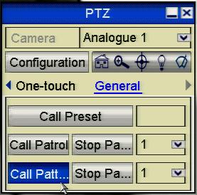 2. Choose pattern number from the dropdown list. 3. Click the Start button and click corresponding buttons in the control panel to move the PTZ camera.