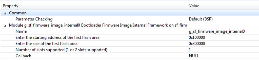 1. The first framework to examine should be the g_sf_firmware_image_internal0 framework shown in Figure 15. Click on the framework and examine the properties.