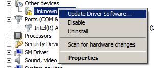 The USB device shows up in the Windows device manager as an