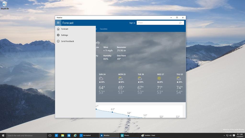 14 Exploring Windows 10 Accessing charms functionality in modern apps With Windows 10, you no longer need to go all the way to the right side of your screen to access the charms