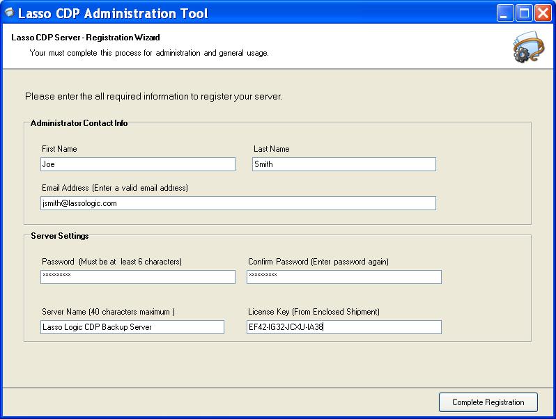 2.2 Registering the Lasso CDP Appliance The Lasso CDP Appliance must be registered using the software license key before backing up data from the Lasso Clients.