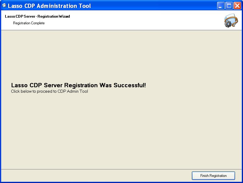 Launch the Administration Tool from Start>All Programs>Lasso Logic>Lasso CDP Administration. 2. Enter all the required information for the Lasso CDP Appliance.