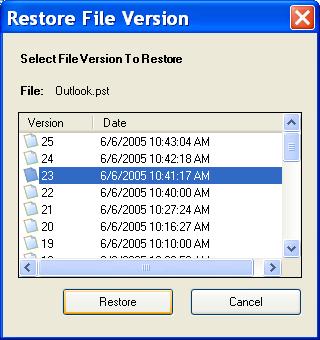4.4.7.4 Restore Application Step 1: Select the application that you want to restore. Step 2: In the left window pane, select Restore a File Version.
