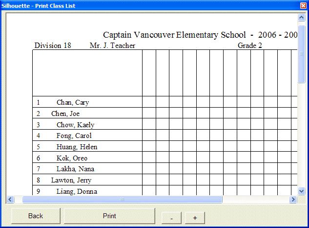 Chapter 13 Chapter Five: Student Reports 99 Printing a Grades List If you have selected Print Class with Grades or ID, a drop down menu and a list of subjects will appear.