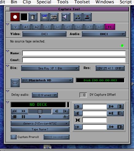 3 Procedure 3.1 Capture Control When you open the capture control, you will notice that there is only a DV capture offset value (Xpress DV and Xpress Pro only).