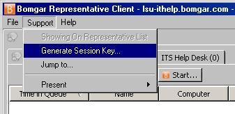 Starting a Session 1. Select Support 2. Select Generate Session Key 3.