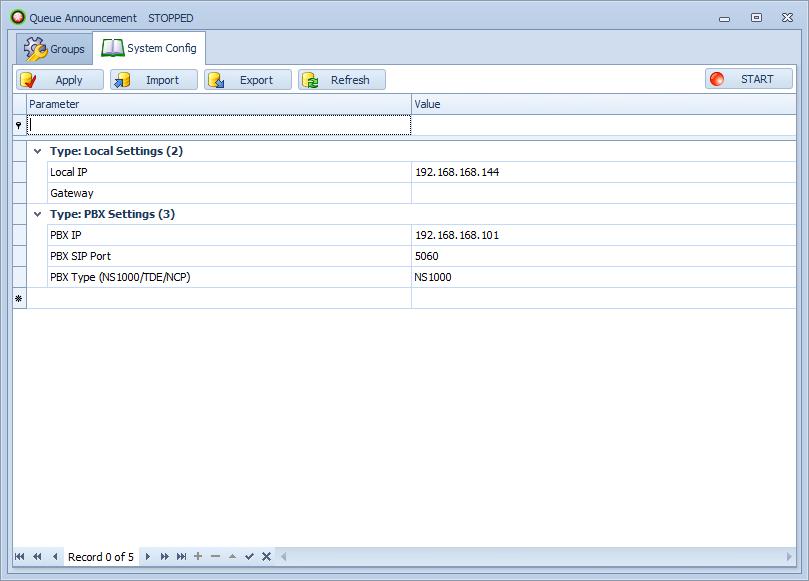 Configuring Queue Announcer Select System Config tab. Configure local IP Address and optionally, the Gateway IP Address.