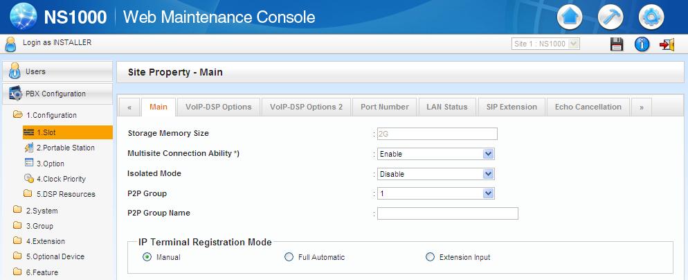 Configuring Panasonic IP-PBX (2) Select a Registration mode for Poltys appliance (Third Party SIP Extensions)