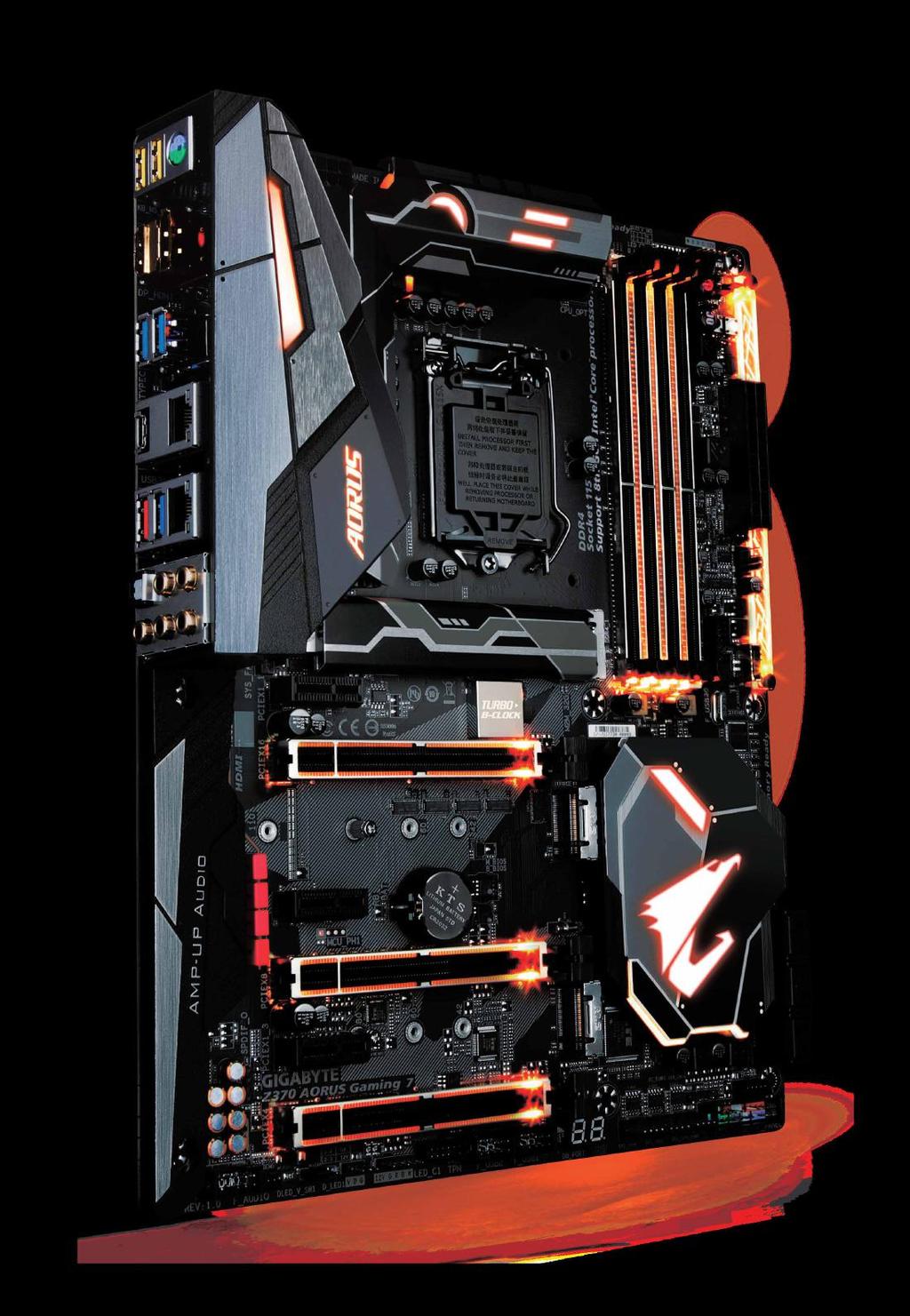 AORUS Gaming Motherboards will support either 5v or 12v digital LED lighting strips and up to 300 LED lights.