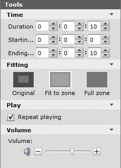 Full zone: Fits to the zone as full screen. Sets the transition effects of a photo. NOTE With a transition effect, the minimum editing unit is 10 seconds.