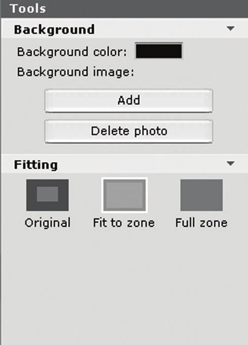 Background Menu Background Fitting Function Background color: Changes the background color.