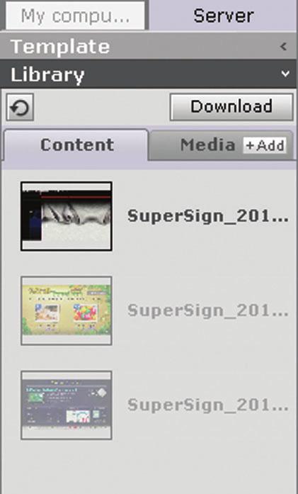 SuperSign Server 53 PC Editor Library Layout and Functions 1 2 3 4 5 6 No.