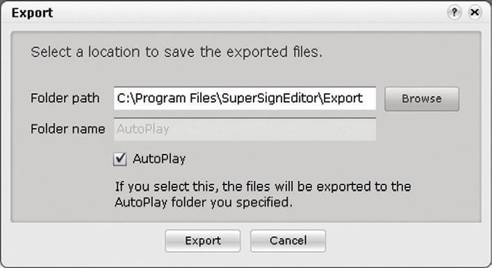 USB AutoPlay The USB AutoPlay function allows you to save your content in a USB storage device and play it in SuperSign Player.