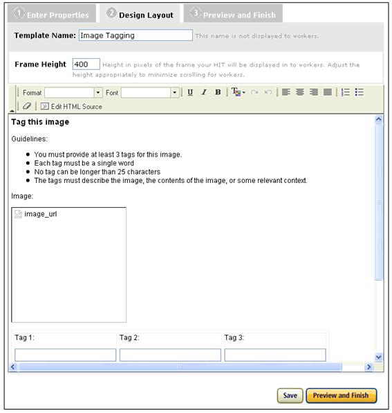 Creating a HIT Template 4. Use the controls in the formatting toolbar to edit the text on the page. The icons are similar to those used in most word processors.