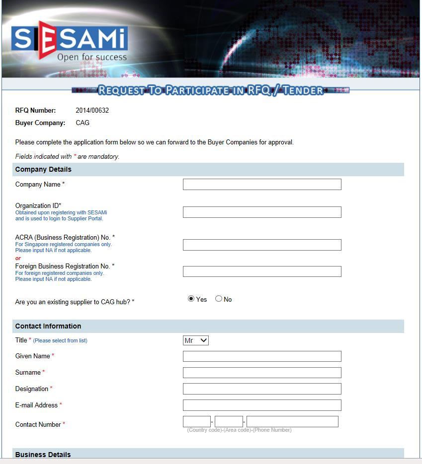 Form for Request to Participate Key in Org ID