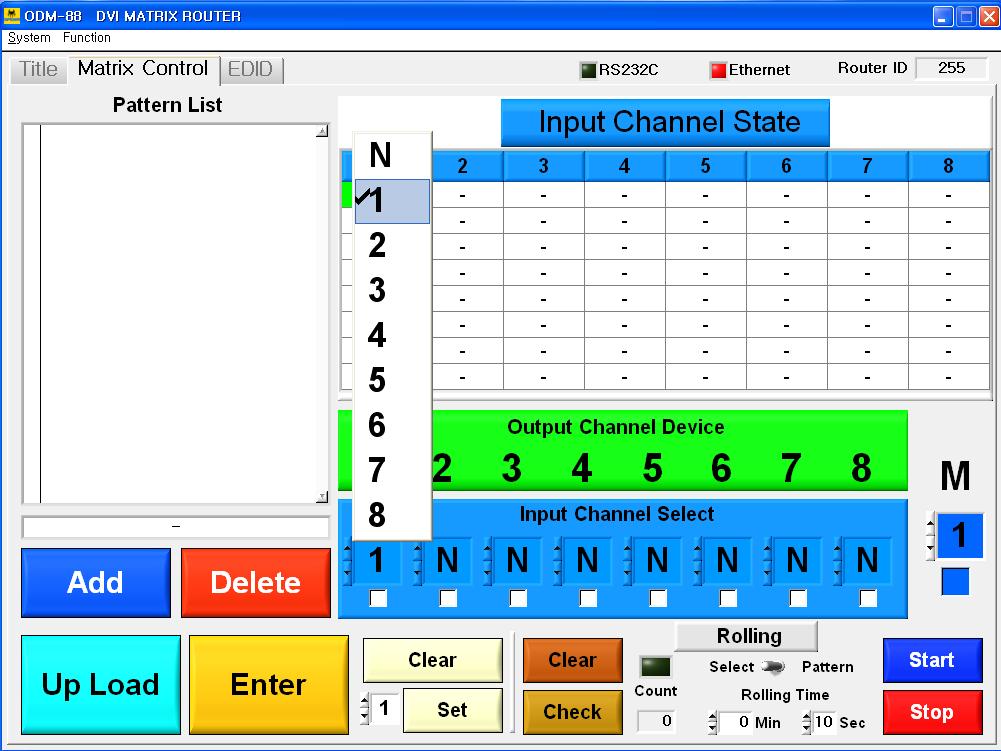 3) Channel link for Input and Output ex) Link Input Channel 1 to Output Chanel 1 Click on the N which is located at