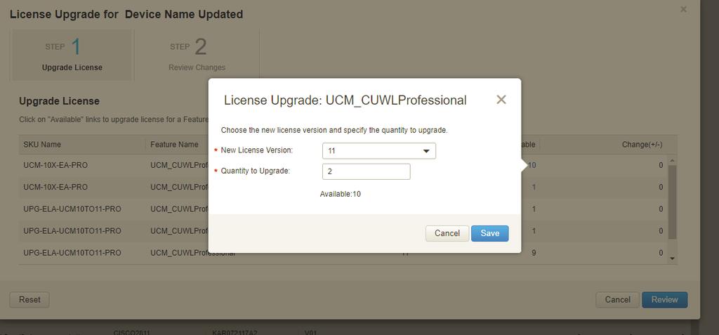 Upgrading Licenses in the Devices tab You can also Upgrade Licenses directly in the EA Workspace