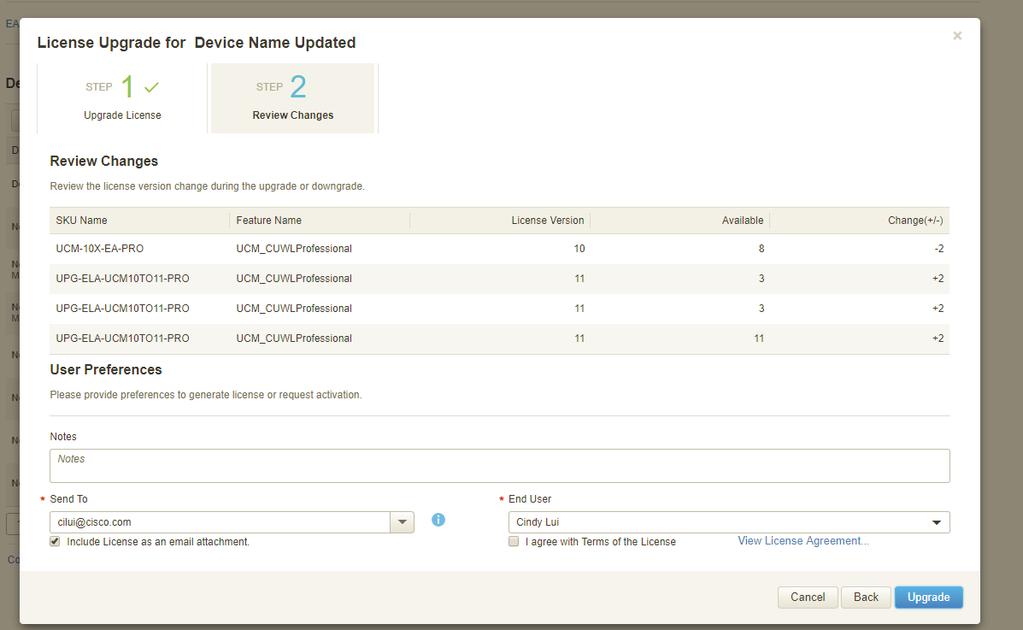 Upgrading Licenses in the Devices tab 5 You can also Upgrade Licenses directly in the EA Workspace (cont.).