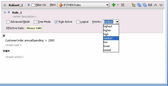 Using Advanced Settings with Rules and Decision Tables 4.5.5 How to Set a Priority for a Rule You can set the priority for a rule or a Decision Table.