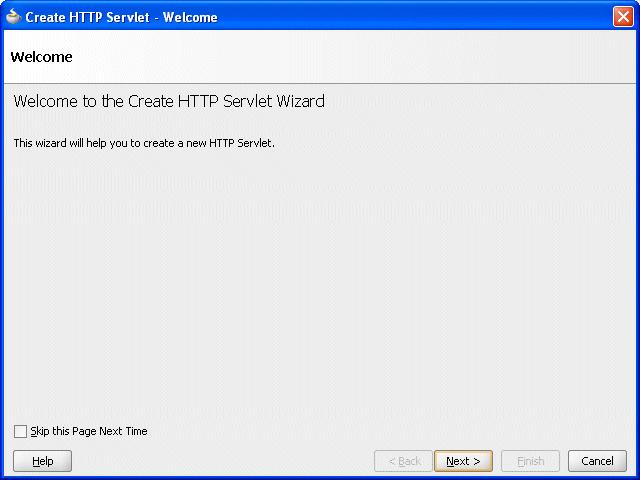 Adding a Servlet with Rules SDK Calls for Grades Sample Application Figure 9 15 Create HTTP Servlet Wizard - Welcome 7. Click Next.
