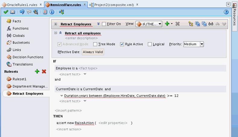 Creating a Business Rules Application with ADF Business Components Facts 10.3.10.4 How to Add the 12 Year Raise Rule This rule shows how to use action types to update database entries.