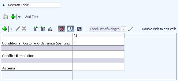 Editing Decision Tables in an Oracle Business Rules Dictionary at Runtime To add condition rows to a Decision Table: 1.