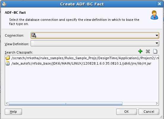 Working with ADF Business Components Facts Figure 3 13 Create ADF-BC Fact Dialog 3. In the Connection field, from the list, select the connection which your ADF Business Components objects use.