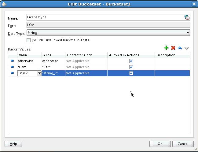 Working with Bucketsets 8. Add additional values by clicking the Create icon as needed for the bucketset, as shown in Figure 3 16. Figure 3 16 Create List of Values Bucketset 9.
