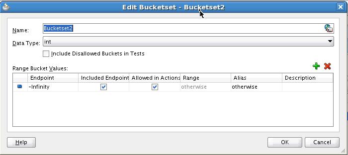 Working with Bucketsets Figure 3 17 Edit Bucketset: List of Ranges 4. In the Edit Bucketset dialog, enter the bucketset name in the Name field. 5.