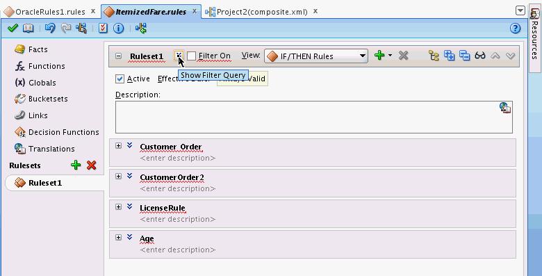 Working with Rulesets Figure 4 4 Showing a Filter Query in a Ruleset 3.