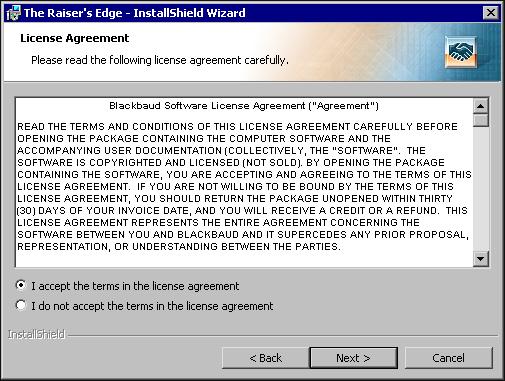 78 C HAPTER 3. Click Next. The License Agreement screen appears. 4. Review the terms of the license agreement. To print the license agreement, click Print. 5.