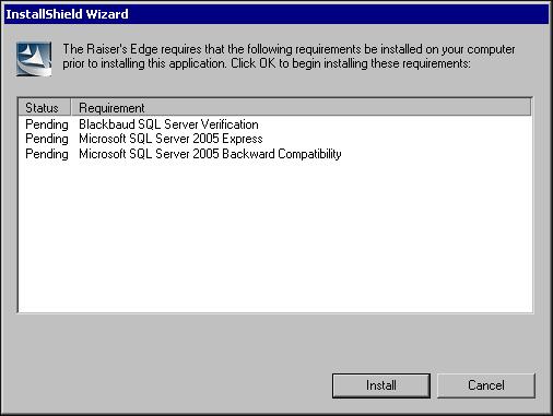 UPDATE THE R AISER S EDGE 85 Update from The Raiser s Edge 7.5 on a standalone machine The Raiser s Edge 7.94 includes the Microsoft SQL Server Express.