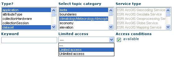 5 Searching for Georesources included can be selected; see Search > Settings. If any metadata sets are found in an external catalogue, the name of the catalogue will be indicated in the results list.