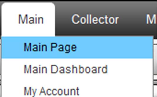 Select Main > Main Dashboard. 2. Select Main > Main Page. 3.