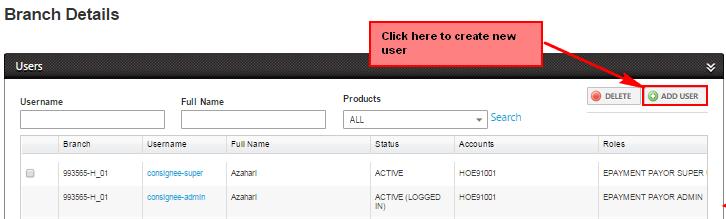 Click on setting and then click on branch details as in image below vi. In the Branch Details page, click on to add new user. vii. viii. ix.