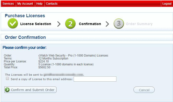 Check your order and click 'Confirm and Submit Order' Click 'Cancel' and restart the