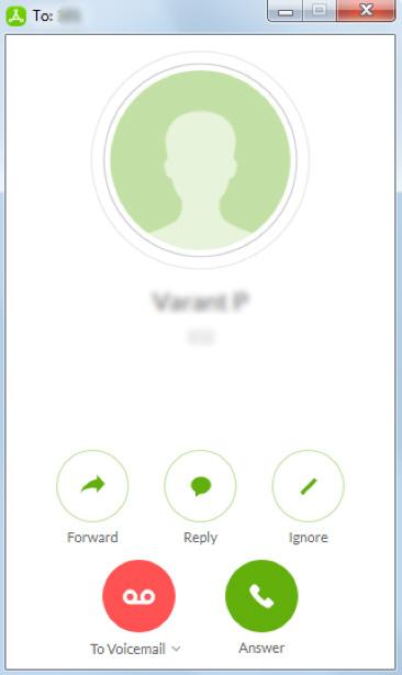 The Incoming Call screen shows the phone number (or internal extension) of the person calling, as well as the name and photo of the person, when it s available.