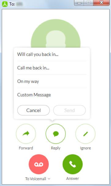 Respond with a Courtesy Message. When you can t take the incoming call right away, you can provide a courtesy response. The TELUS Business Connect for Desktop app has automatic textto-voice options.