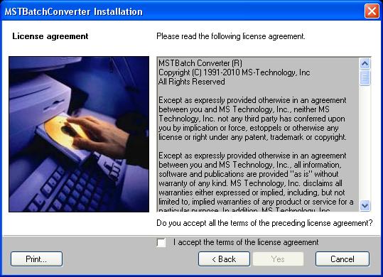 6. Review the End-User License Agreement, and select I accept the terms in the License Agreement