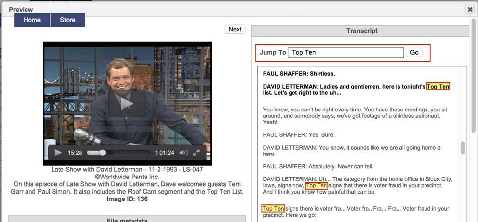 When searching by a keyword, enter the term in the Search bar to find all of the episodes in which that word appears.